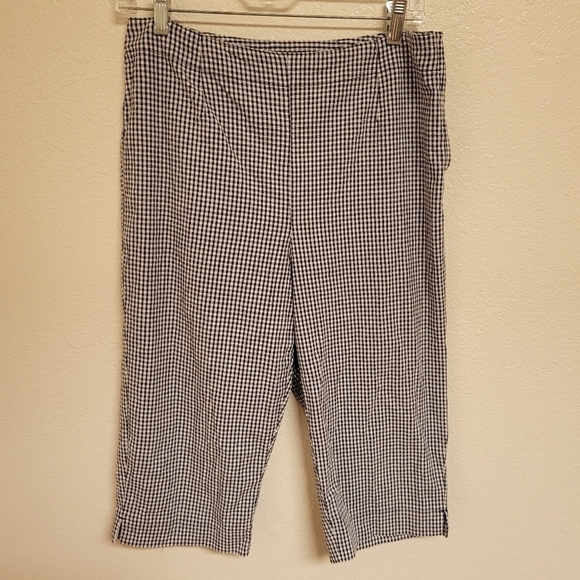 Charter Club Blue and White Gingham Crop Pants - Picture 1 of 5